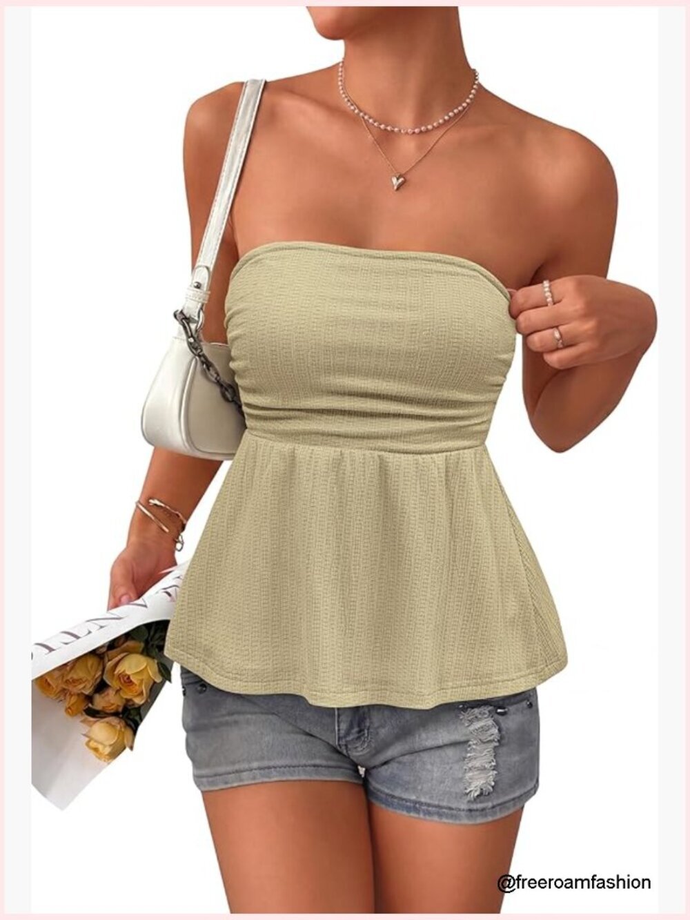 Strapless Ruffle Tube Top Summer Going Out Tank Crop Bandeau Top